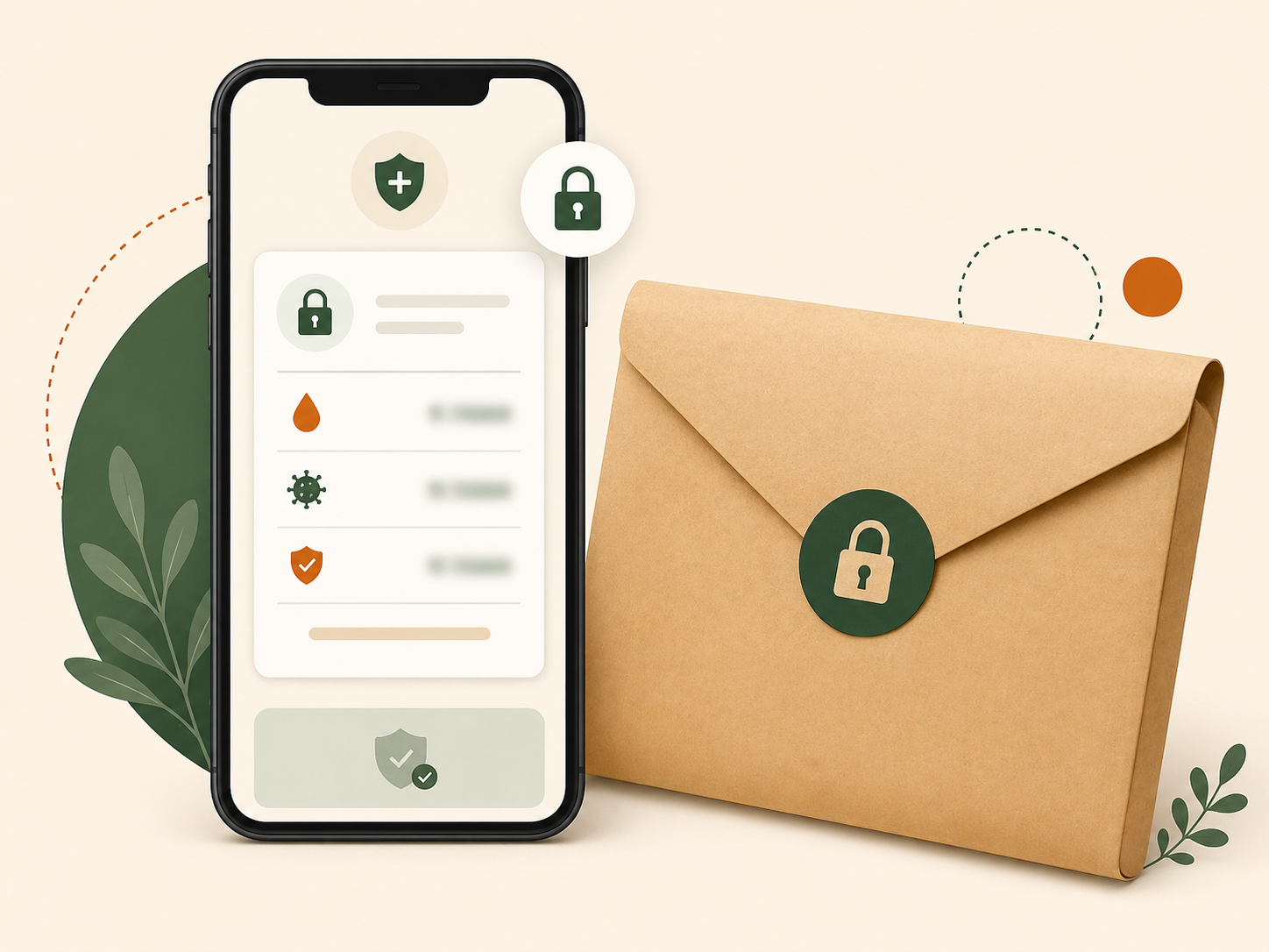 Private report delivery with locked phone and discreet envelope