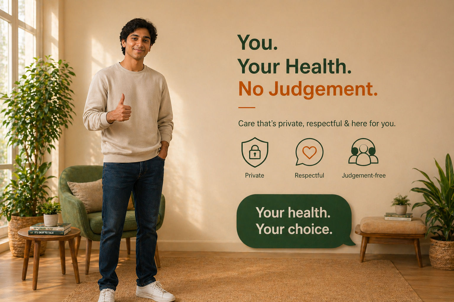 No Judgement campaign portrait for private sexual health care